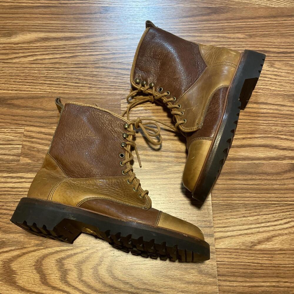 Cole Haan Country Women's 2 Tone Brown Leather Lace Up Combat Boots Sz 7.5 USA